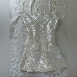 Zara Cream Sequin Dress with Ruffles